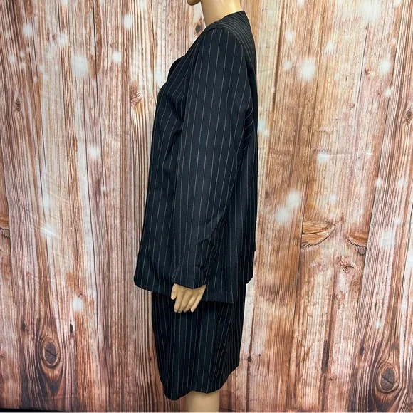 Vintage Positive Attitude Pinstriped Plus Size‎ Polyester Skirt Suit - Picture 5 of 12
